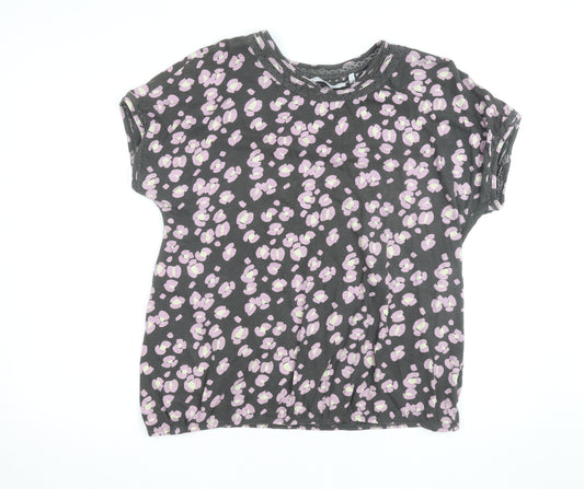 Next Women’s Grey Floral T-Shirt Size 20 Short Sleeve Cotton
