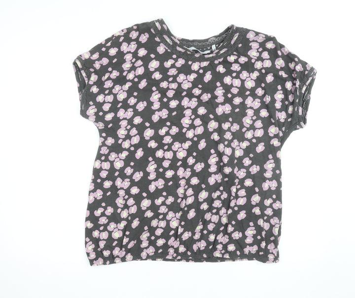 Next Women’s Grey Floral T-Shirt Size 20 Short Sleeve Cotton