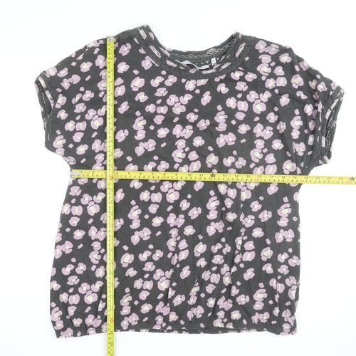Next Women’s Grey Floral T-Shirt Size 20 Short Sleeve Cotton