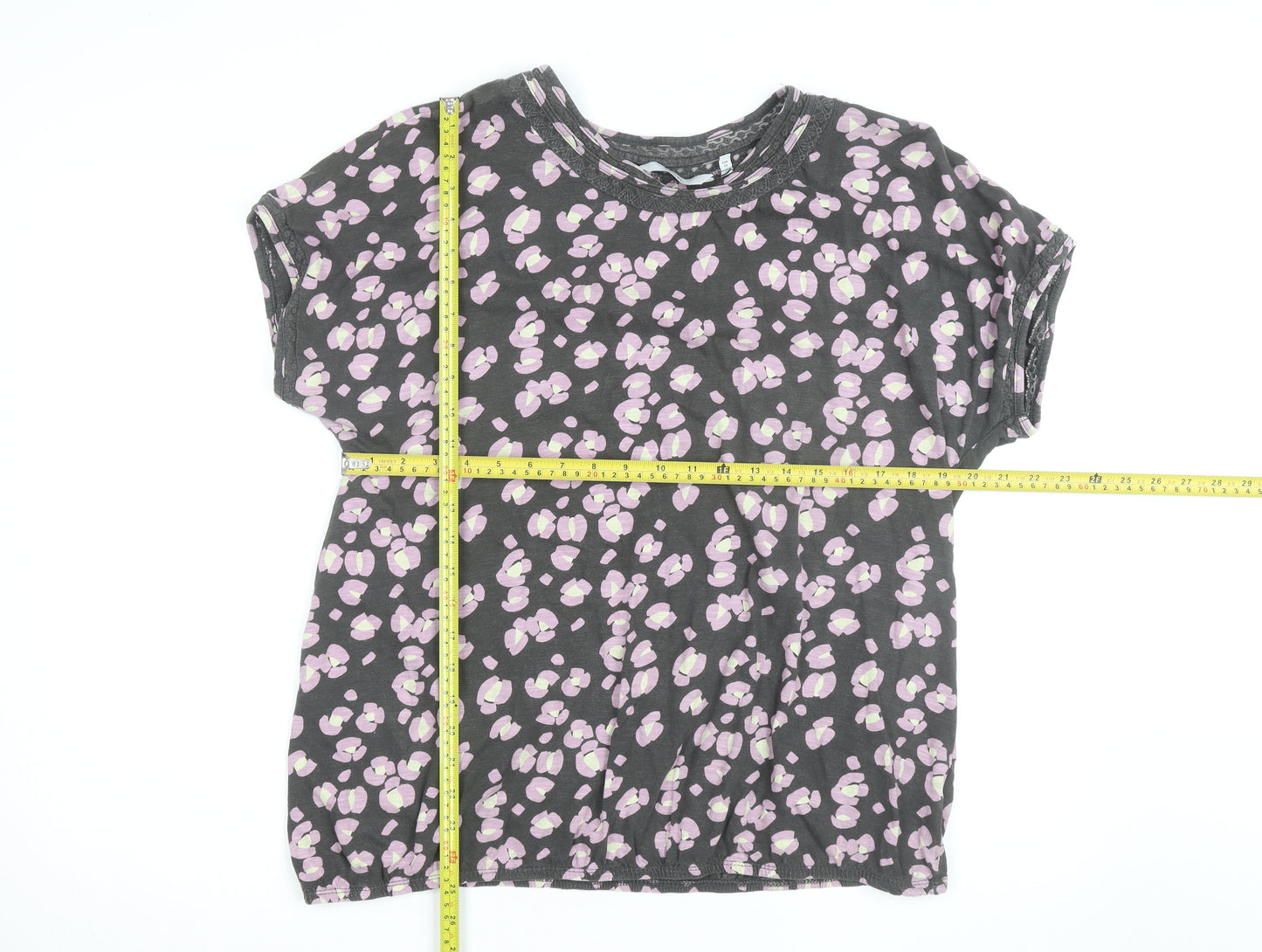 Next Women’s Grey Floral T-Shirt Size 20 Short Sleeve Cotton