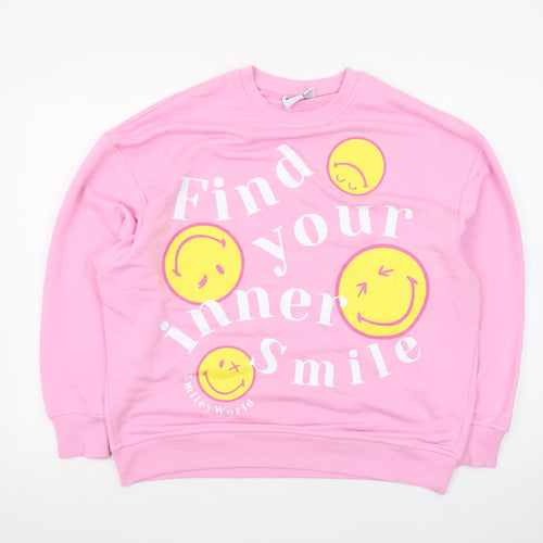 SmileyWorld Women's Pink Pullover Sweatshirt XS - Find Your Inner Smile