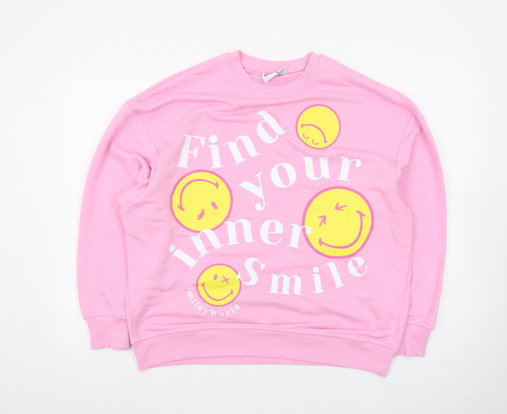 SmileyWorld Women's Pink Pullover Sweatshirt XS - Find Your Inner Smile