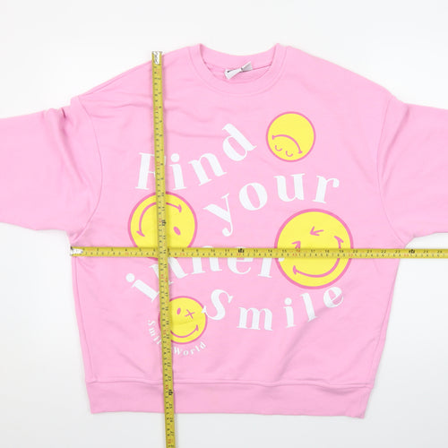 SmileyWorld Women's Pink Pullover Sweatshirt XS - Find Your Inner Smile