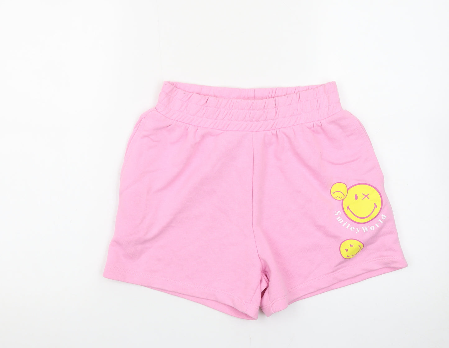 SmileyWorld Women's Pink XS Sweat Shorts with Logo Print