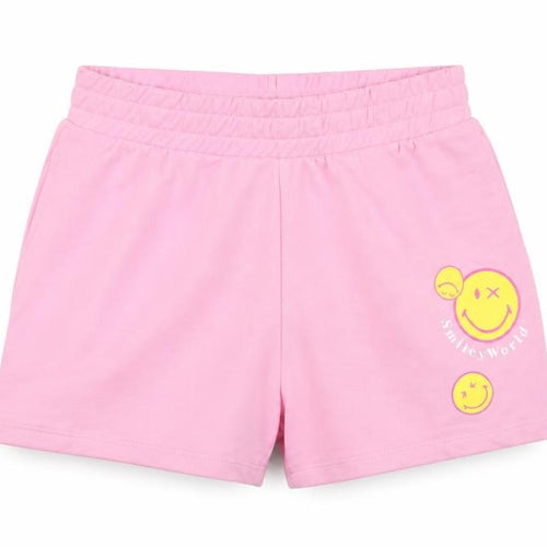 SmileyWorld Women's Pink XS Sweat Shorts with Logo Print