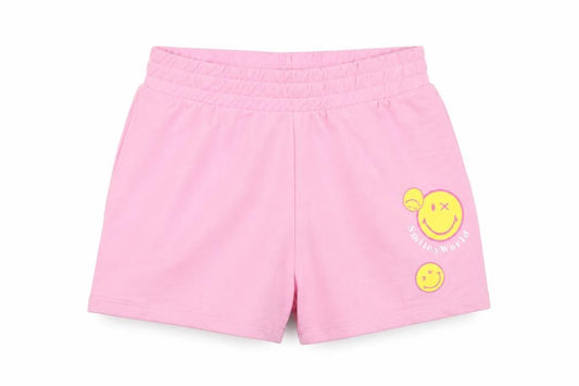SmileyWorld Women's Pink XS Sweat Shorts with Logo Print