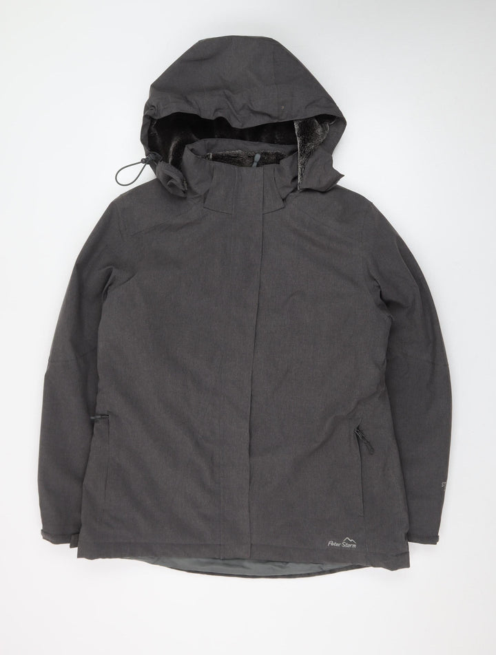 Peter Storm Womens Grey Waterproof Hooded Parka Jacket Size 14