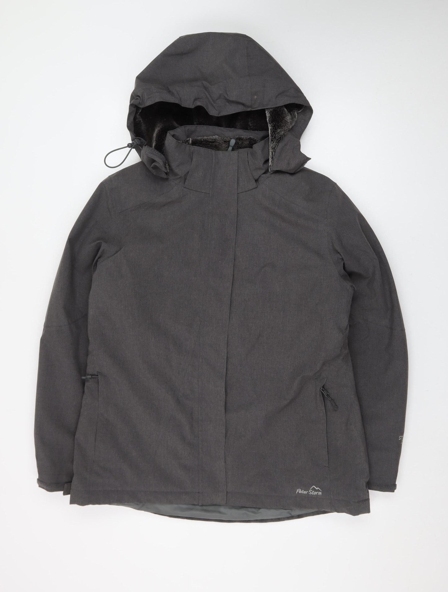 Peter Storm Womens Grey Waterproof Hooded Parka Jacket Size 14