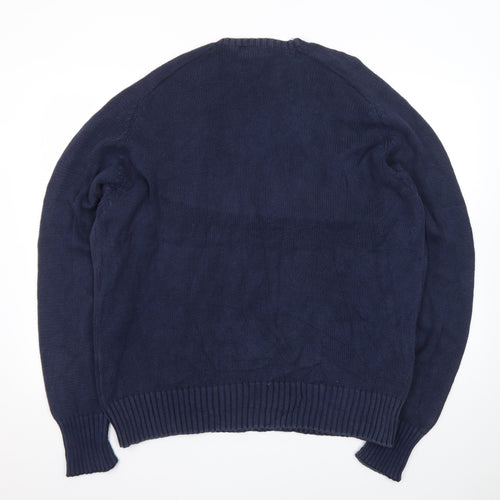 Ralph Lauren Men's Blue Cotton Crew Neck Jumper Size L