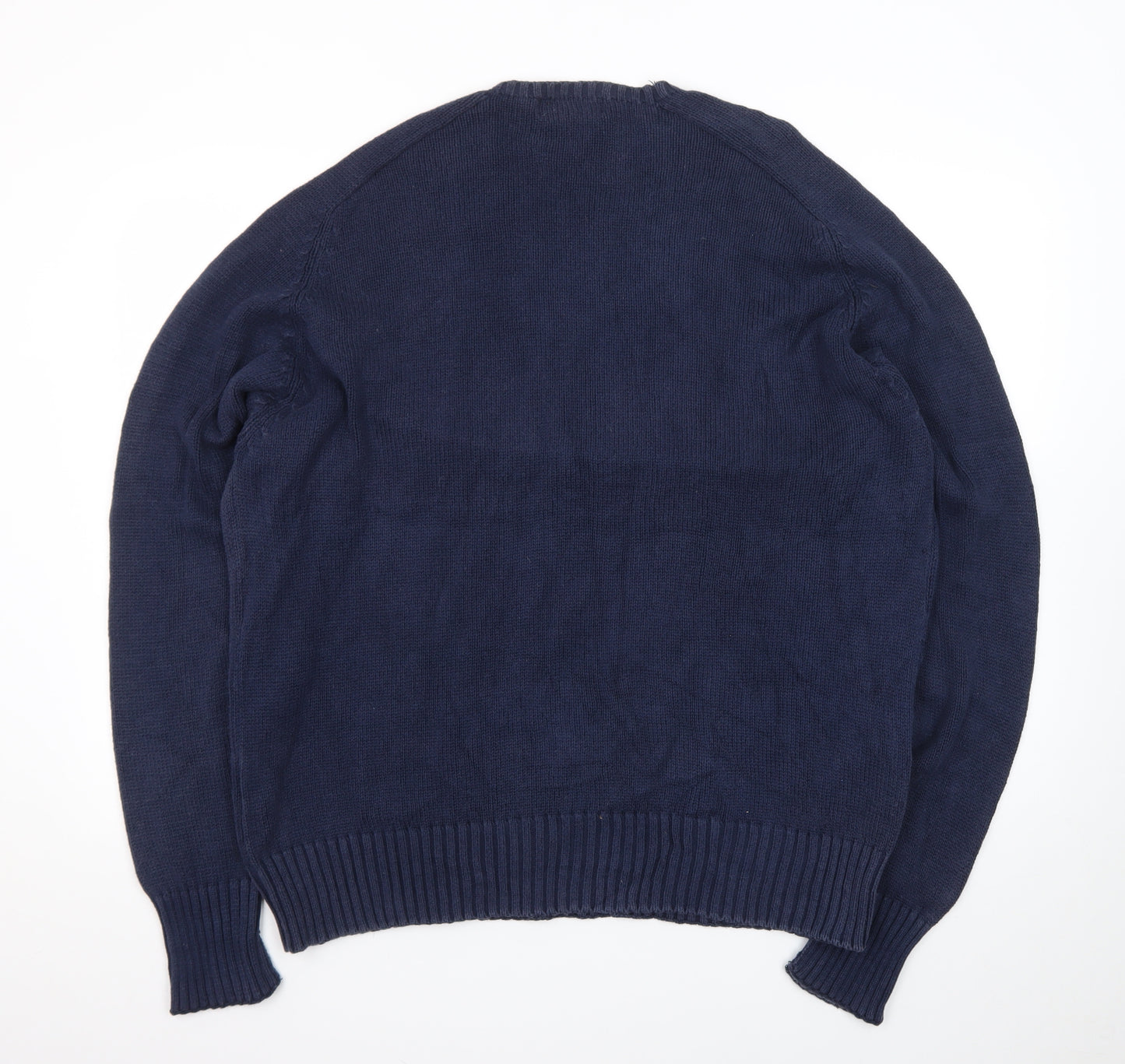 Ralph Lauren Men's Blue Cotton Crew Neck Jumper Size L