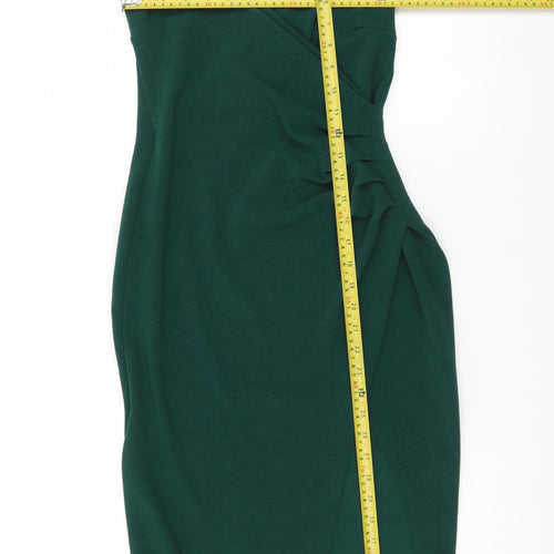 PrettyLittleThing Women’s Green Size 10 Bodycon Ruched Dress