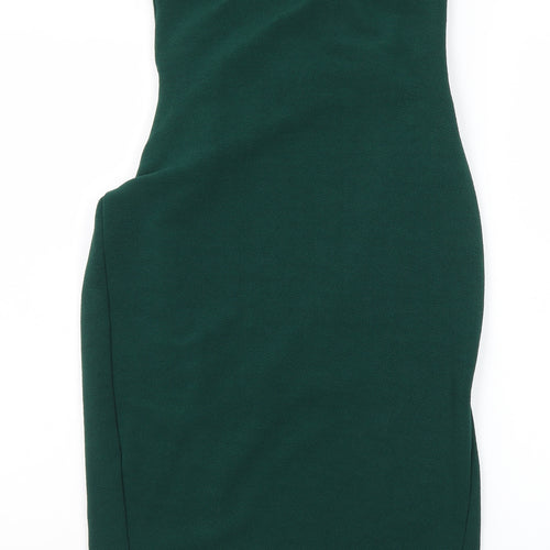 PrettyLittleThing Women’s Green Size 10 Bodycon Ruched Dress