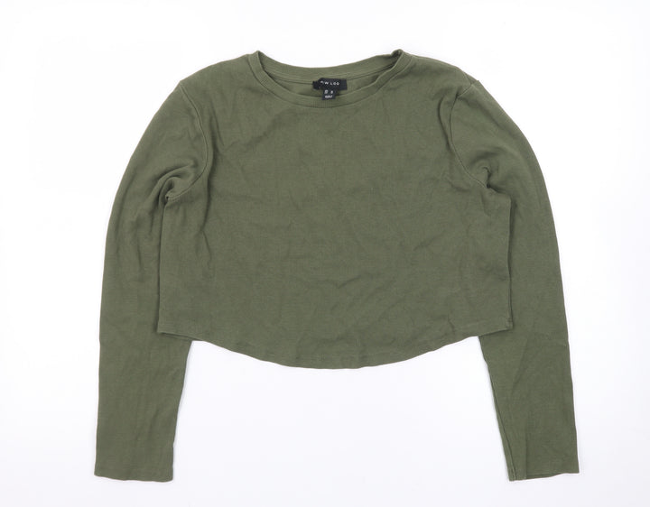 New Look Women's Green Long Sleeve Crew Neck Slim Fit Jumper Size 18