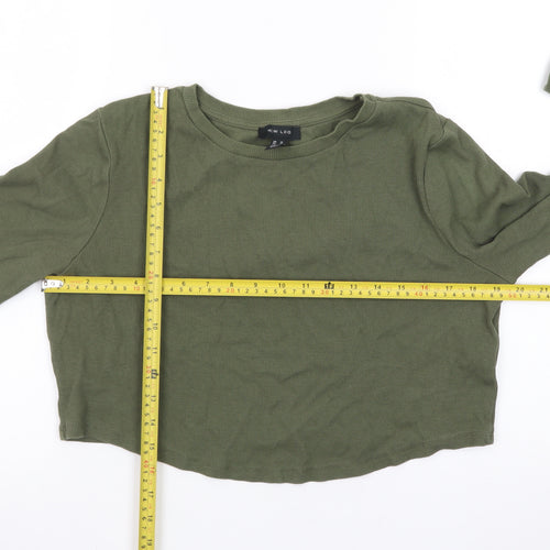New Look Women's Green Long Sleeve Crew Neck Slim Fit Jumper Size 18