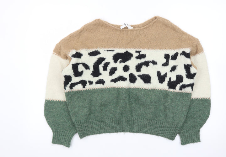 U Womens Multicoloured Animal Print Pullover Jumper One Size