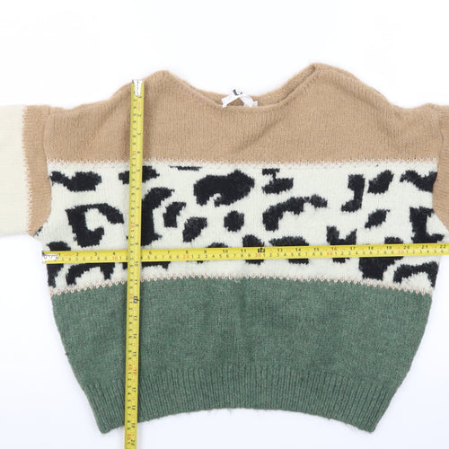U Womens Multicoloured Animal Print Pullover Jumper One Size