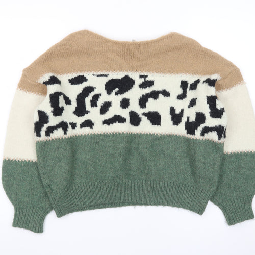 U Womens Multicoloured Animal Print Pullover Jumper One Size