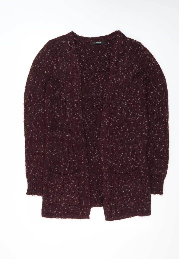 George Women’s Brown Cardigan Size 10 Chunky Knit Open Front Jumper