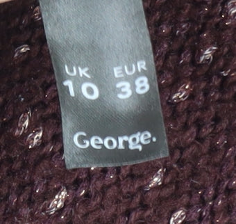 George Women’s Brown Cardigan Size 10 Chunky Knit Open Front Jumper