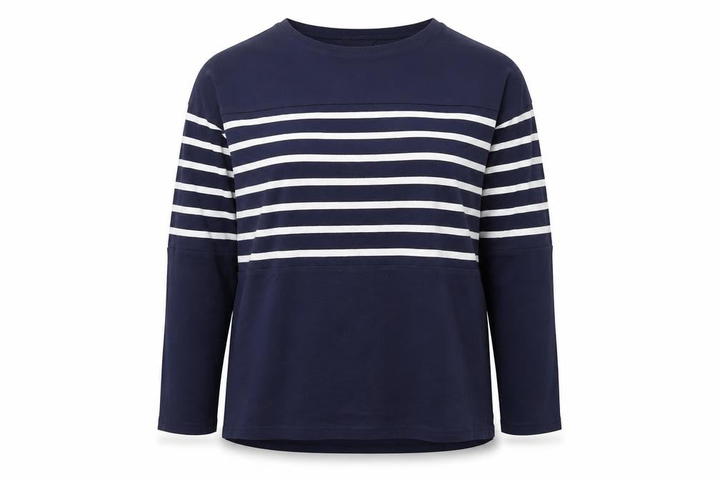 New Look Womens Blue Striped Long Sleeve Crew Neck Jumper Size 14