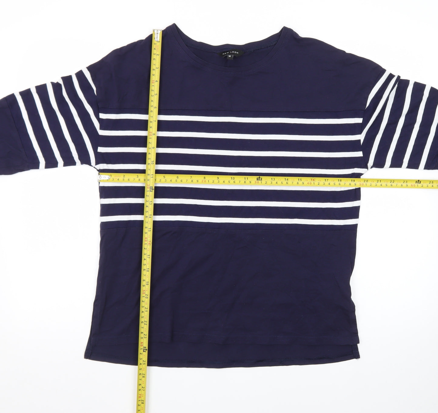 New Look Womens Blue Striped Long Sleeve Crew Neck Jumper Size 14