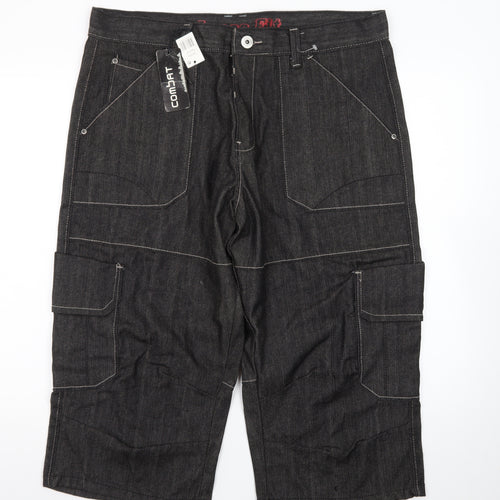 Denim Co Men's Black Cargo Denim Shorts W38 Regular Fit