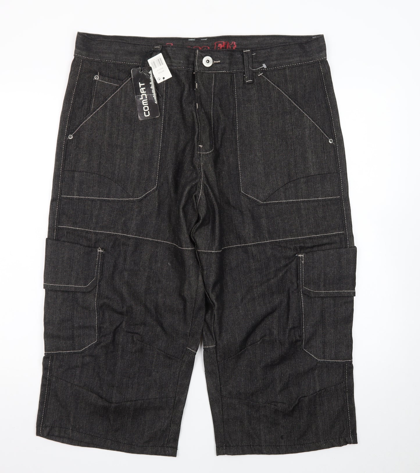 Denim Co Men's Black Cargo Denim Shorts W38 Regular Fit