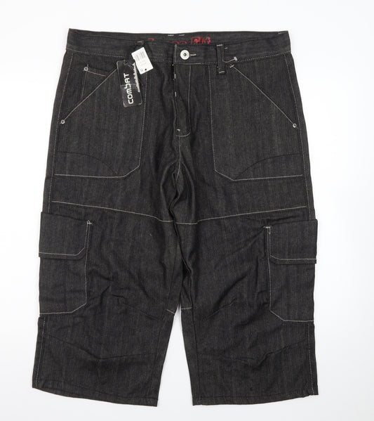 Denim Co Men's Black Cargo Denim Shorts W38 Regular Fit
