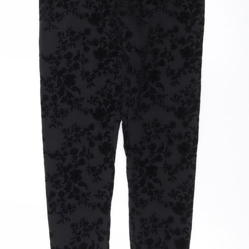 Marks and Spencer Women’s Black Floral Velvet Ankle Leggings Size 10