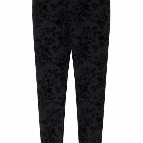 Marks and Spencer Women’s Black Floral Velvet Ankle Leggings Size 10