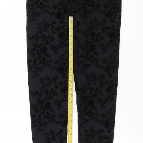 Marks and Spencer Women’s Black Floral Velvet Ankle Leggings Size 10