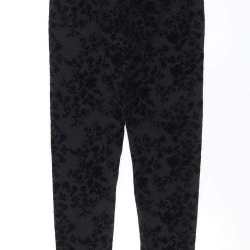 Marks and Spencer Women’s Black Floral Velvet Ankle Leggings Size 10