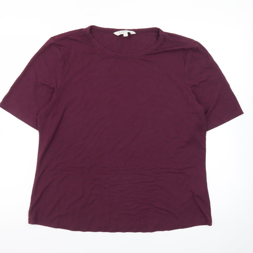Apricot Womens Purple Short Sleeve Basic T-Shirt Size 14