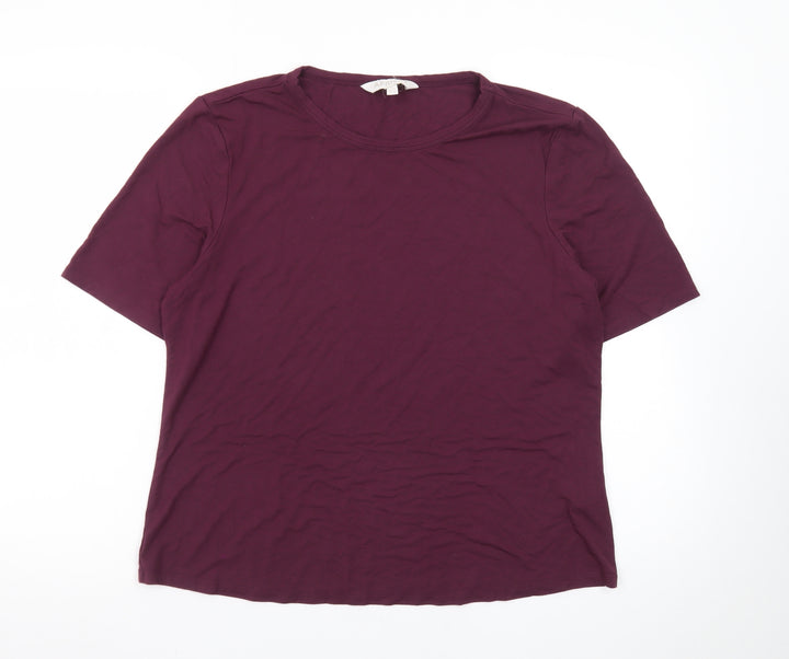 Apricot Womens Purple Short Sleeve Basic T-Shirt Size 14