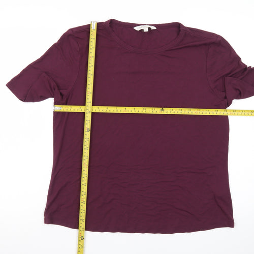 Apricot Womens Purple Short Sleeve Basic T-Shirt Size 14