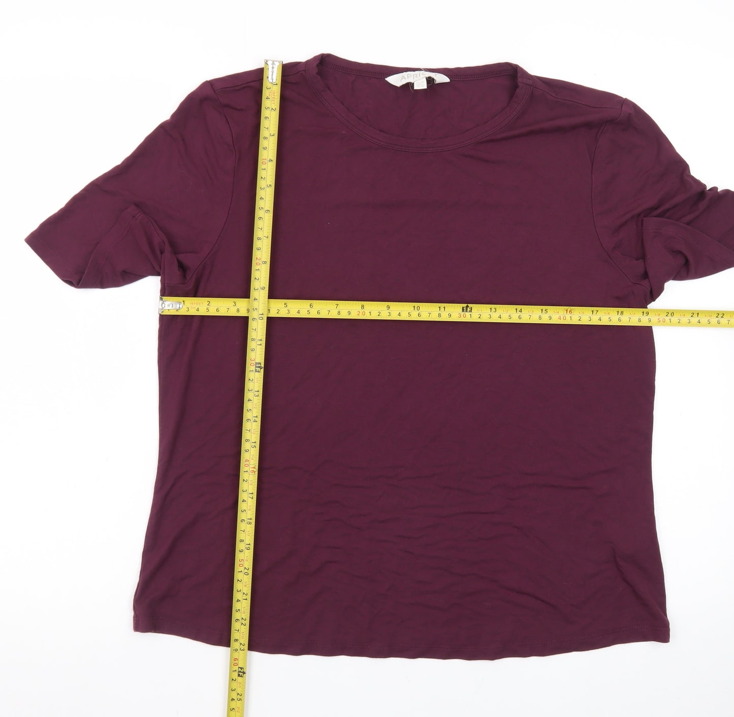 Apricot Womens Purple Short Sleeve Basic T-Shirt Size 14
