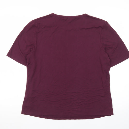 Apricot Womens Purple Short Sleeve Basic T-Shirt Size 14