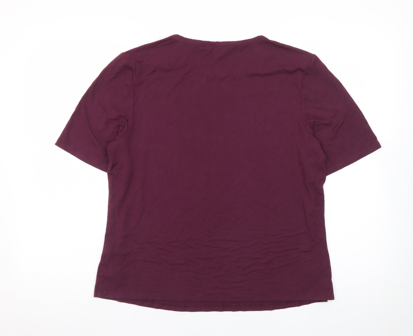 Apricot Womens Purple Short Sleeve Basic T-Shirt Size 14