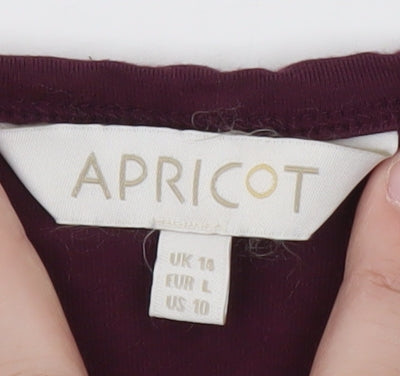 Apricot Womens Purple Short Sleeve Basic T-Shirt Size 14
