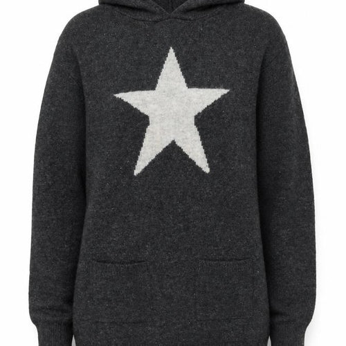New Look Women Grey Hooded Star Knit Jumper Size 14