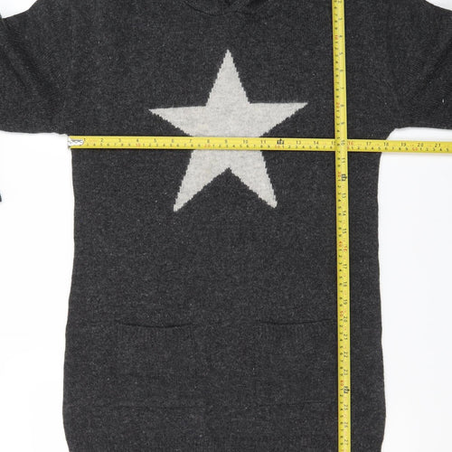 New Look Women Grey Hooded Star Knit Jumper Size 14