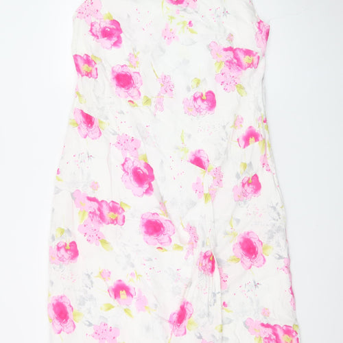 Bonmarché Women’s Multicoloured Floral Linen Blend Sleeveless Shift Dress Size 22