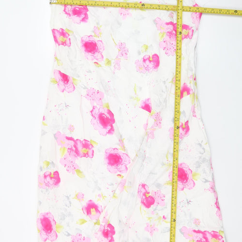 Bonmarché Women’s Multicoloured Floral Linen Blend Sleeveless Shift Dress Size 22