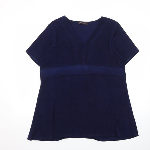 Emelia Classics Women’s Blue V-Neck Tunic Blouse Size L
