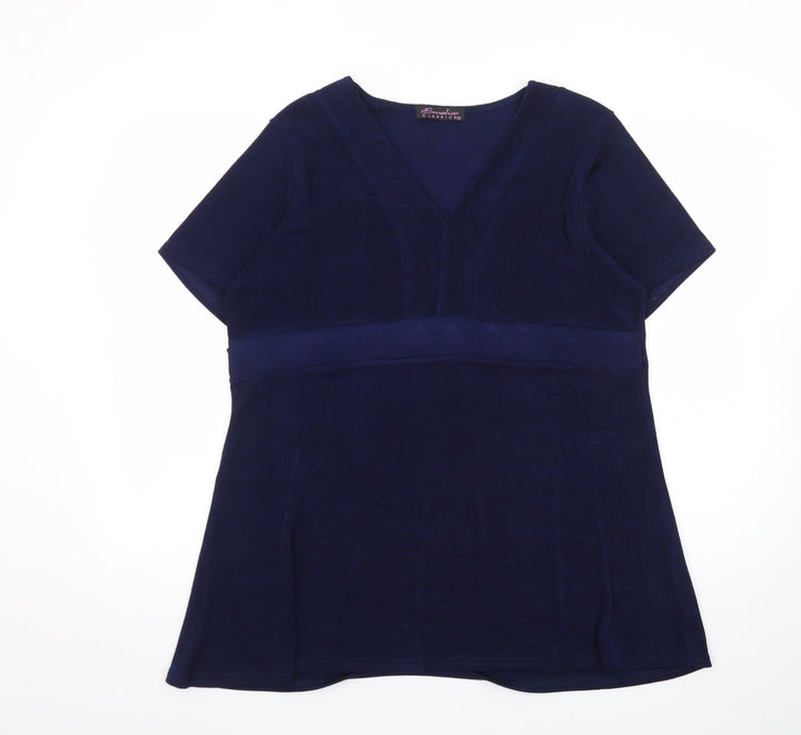 Emelia Classics Women’s Blue V-Neck Tunic Blouse Size L