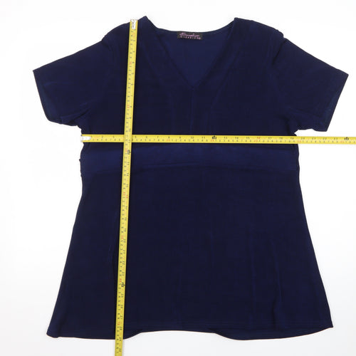 Emelia Classics Women’s Blue V-Neck Tunic Blouse Size L