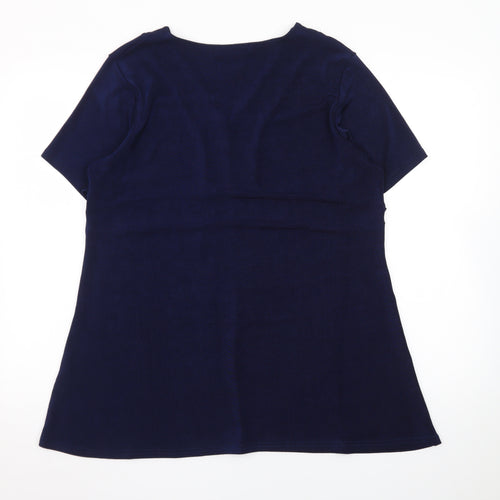 Emelia Classics Women’s Blue V-Neck Tunic Blouse Size L