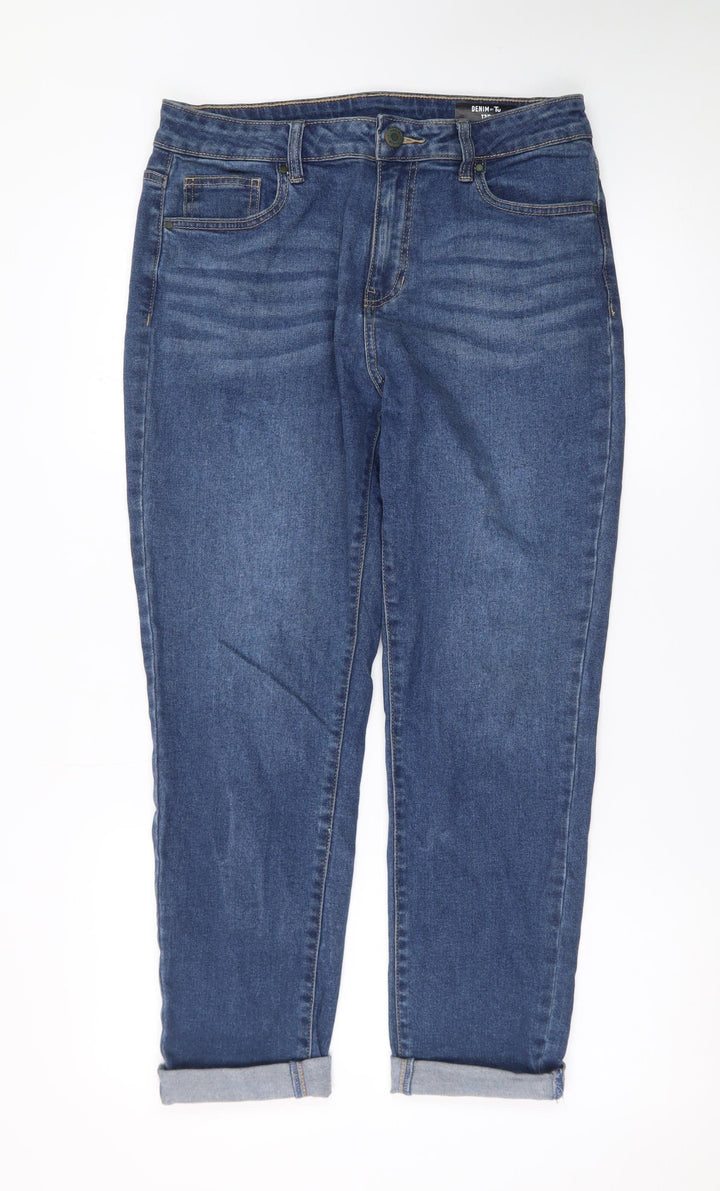 Tu Women’s Blue Relaxed Fit Mid Rise Boyfriend Jeans Size 12