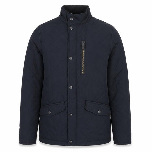 Front view of Trespass Men's Black Quilted Mid-Length Jacket XXS