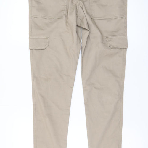 George Women Beige Cargo Trousers Size 12 Cotton Stretch